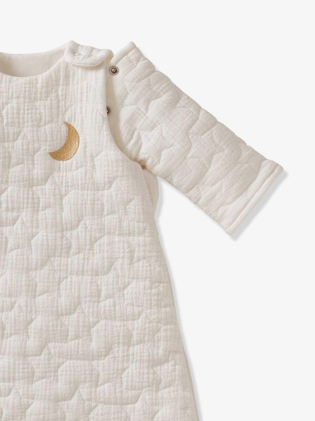 Vertbaudet Bio-Kollektion: Baby Winterschlafsack aus Musselin TRAUMNÄCHTE, Ärmel abnehmbar - wollweiß