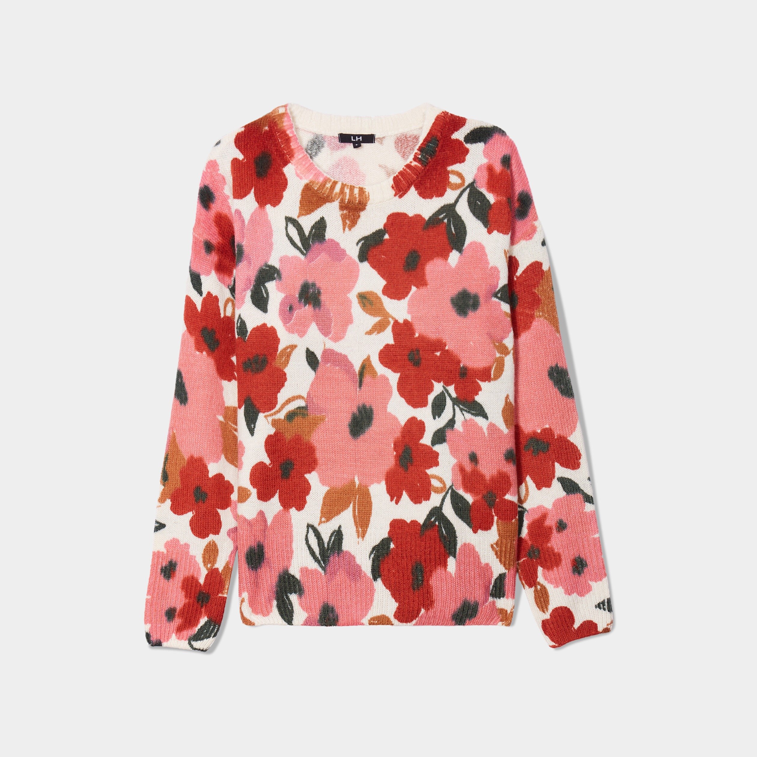 Pull col rond manches longues multicolore femme | La Halle