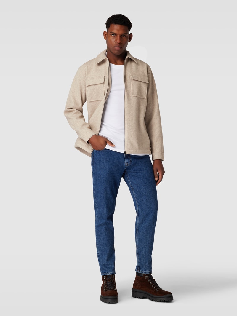 Hemdjacke in melierter Optik in stein meliert