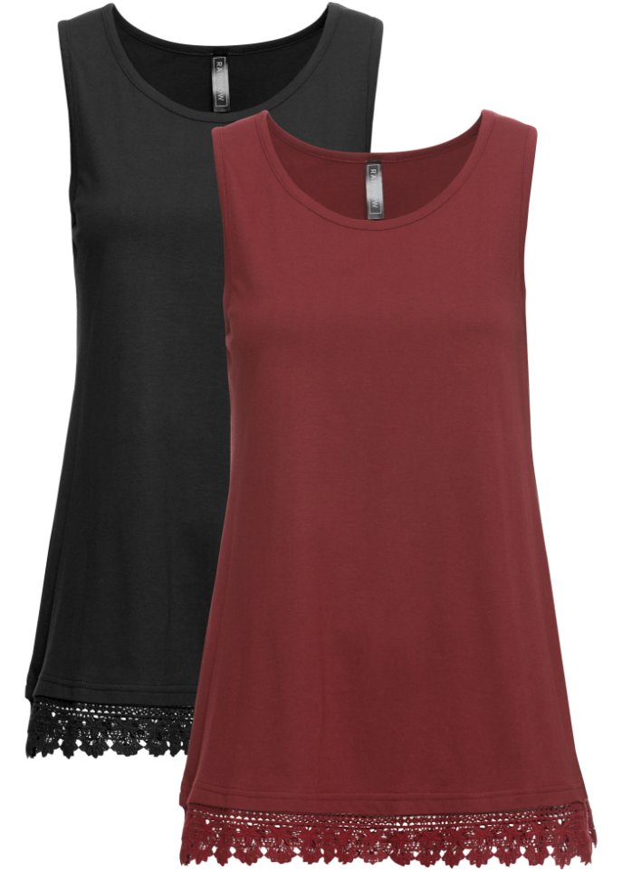 Top mit Spitze (2er-Pack)