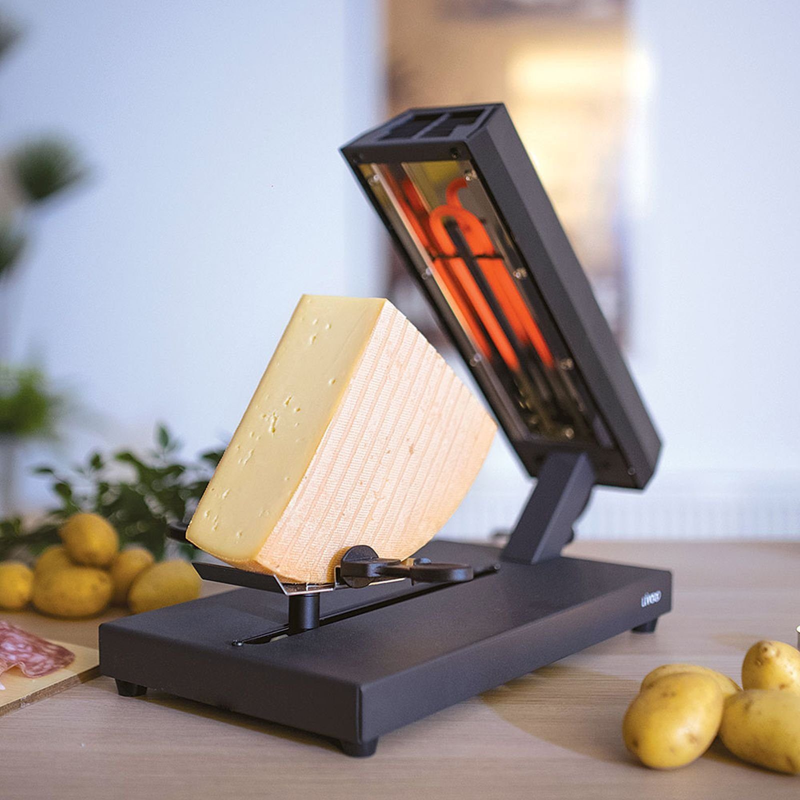LIVOO Raclette LIVOO Schweizer-Raclette-Gerät Schmelzgerät Raclette-Käse 400 W DOC231, 400,00 W, Ein-/ Ausschalter, schwenkbarer Sockel, Anti-Rutsch-Füße