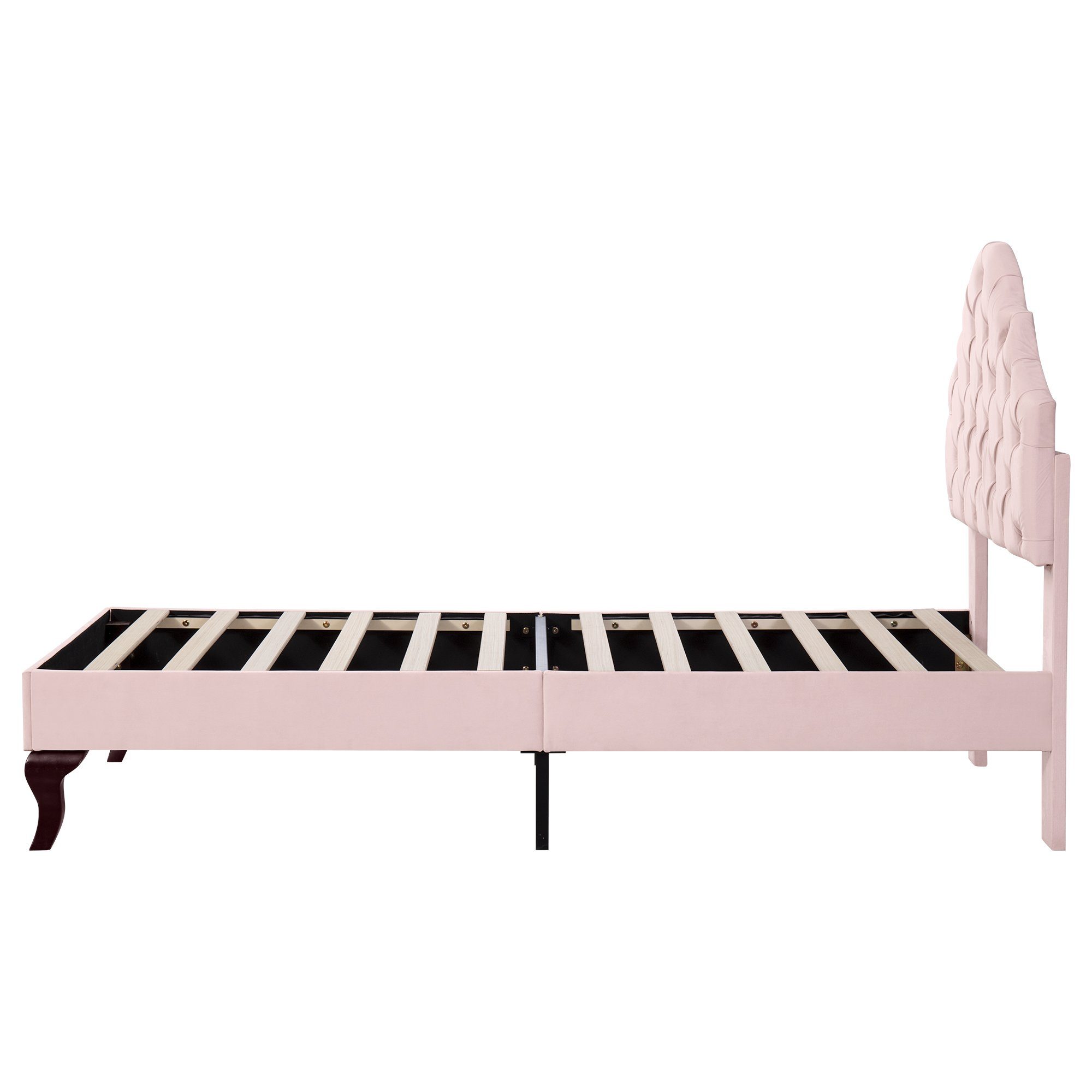 Odikalo Polsterbett Lattenrost höhenverstellbar Kopfteil Lattenrost 90/140x200 rosa/beige