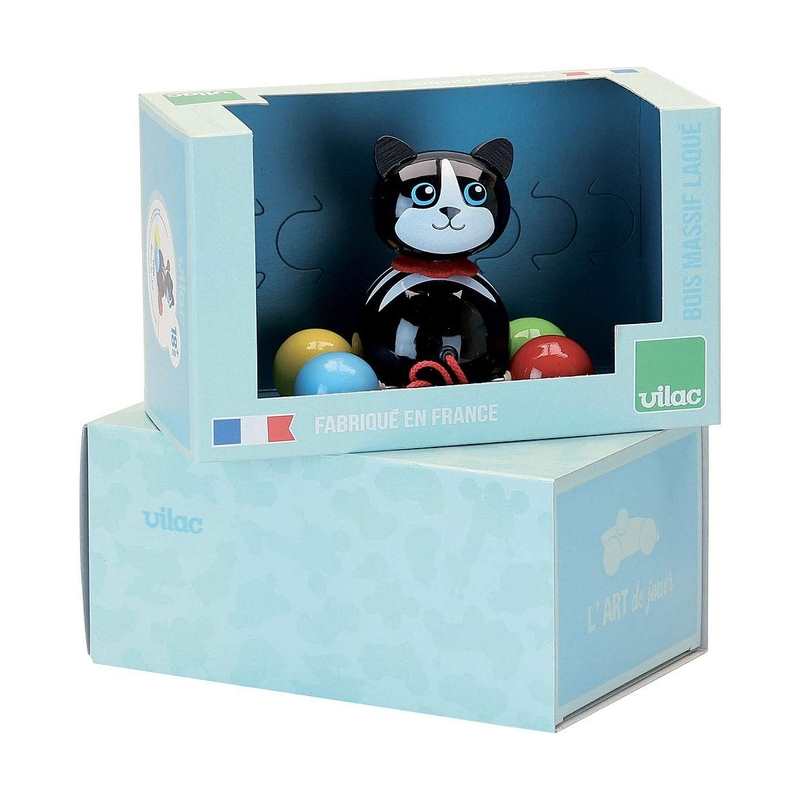Minou le chat en bois à tirer