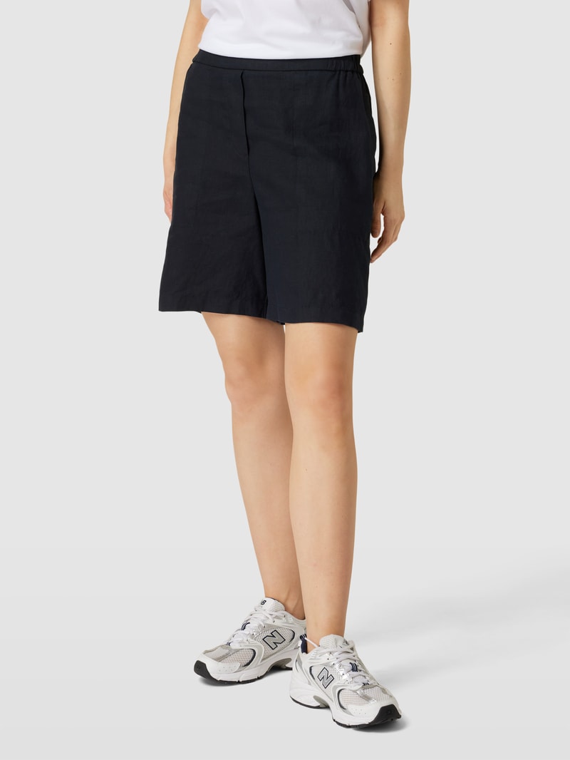 Shorts aus Leinen mit Paspeltasche am Gesäß in marineblau