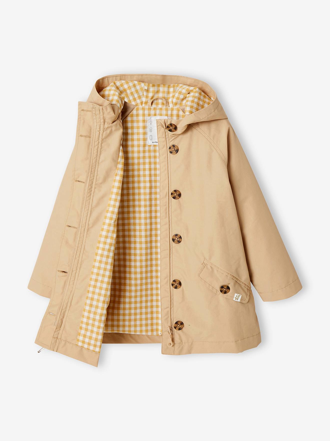 Trench à capuche mi-saison fille beige