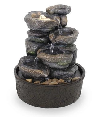 Kiom Zimmerbrunnen Tischbrunnen FoCascate graubraun Led 26 cm 10974, 21 cm Breite