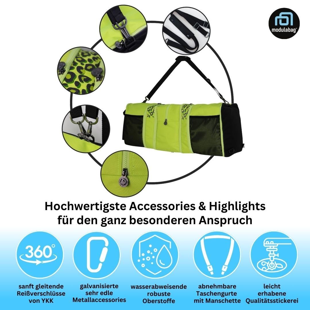 modulabag Reisetasche modulabag® modulares Tasche-Rucksack-Set - Leo - Tasche in 2 Farben (Set, 11-teilig), wasserabweisende Tasche mit 11 Elementen für den variablen Einsatz