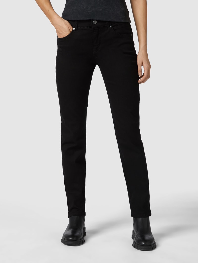 Slim Fit Jeans mit Reißverschlusstasche in schwarz