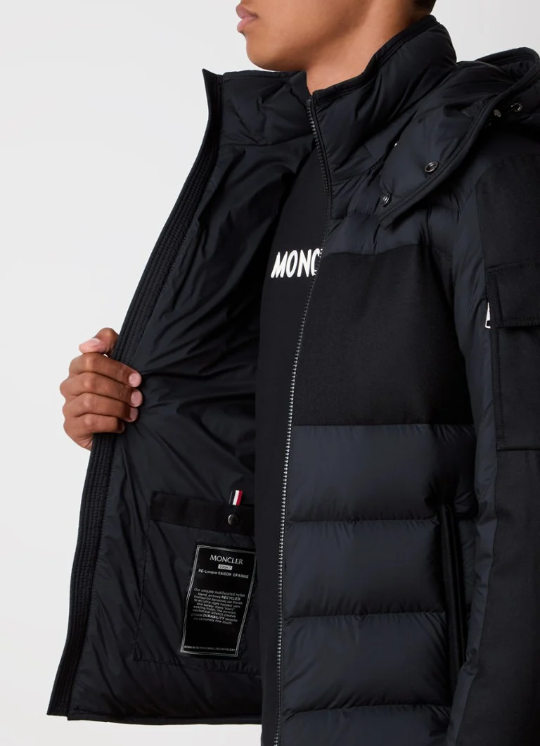 Jachetă Moncler Barbustel cu puf și glugă detașabilă