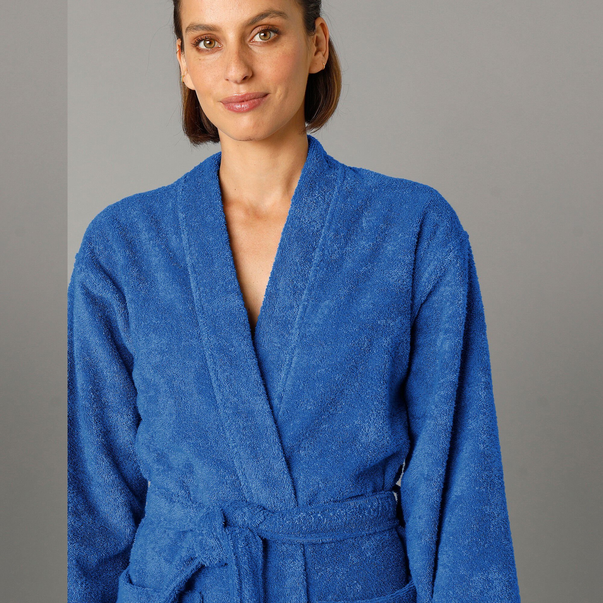 Peignoir mixte adulte col kimono éponge bouclette