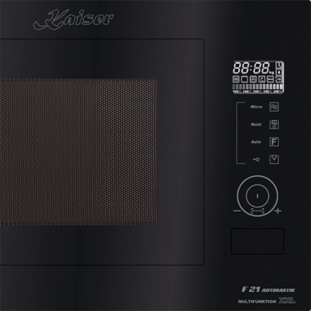 Kaiser Küchengeräte Mikrowelle EM 2510, Einbau-Mikrowelle, Schwarz Glas, 25L, Heißluft, Grill, 21 Funktionen