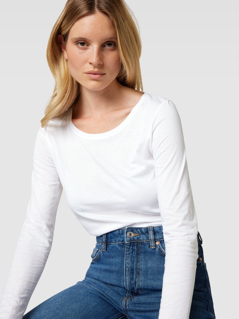 Longsleeve mit Rundhalsausschnitt in weiß