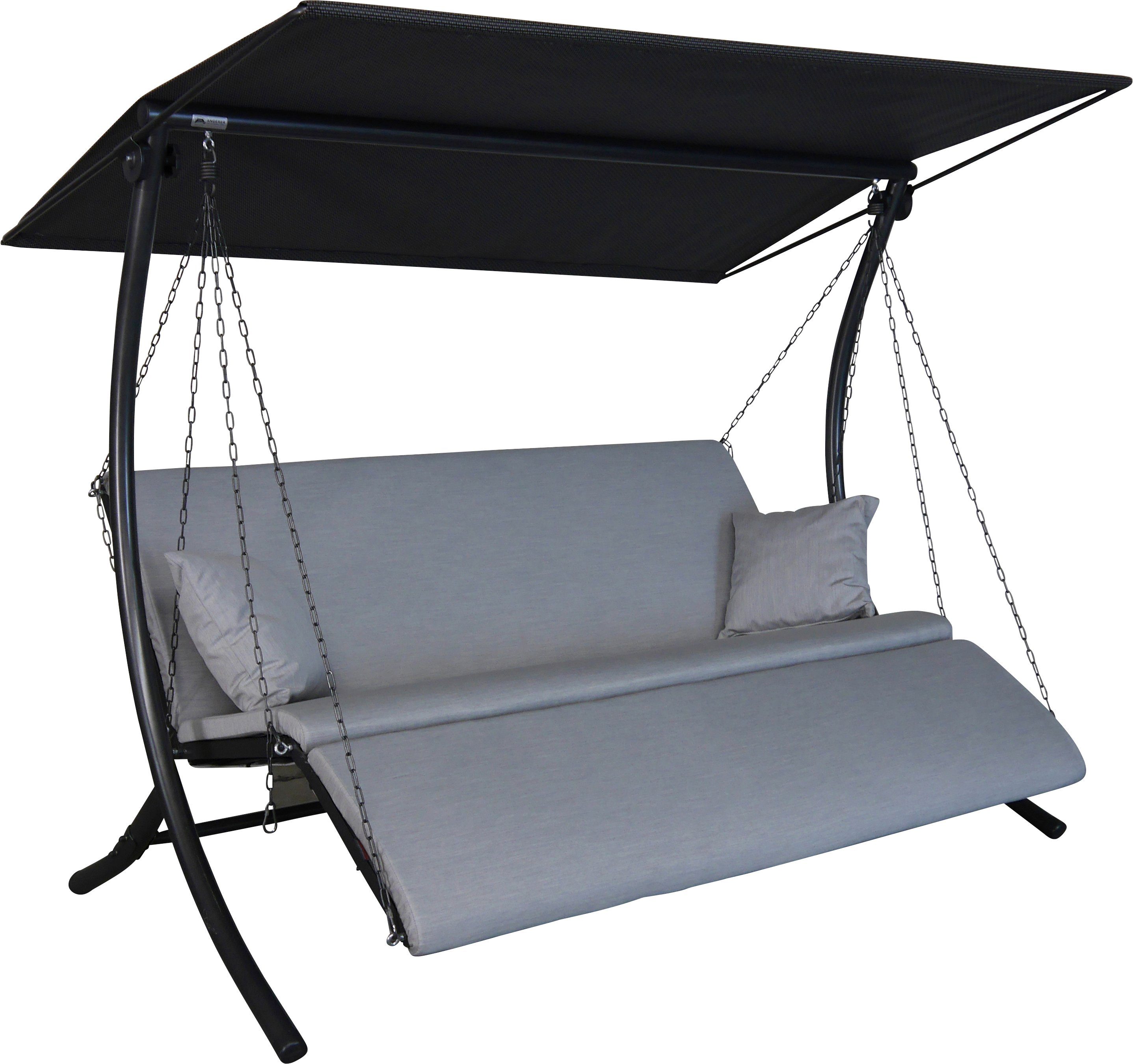 Angerer Freizeitmöbel Hollywoodschaukel Swing Zip granit, 3-Sitzer, Bettfunktion, wetterfest