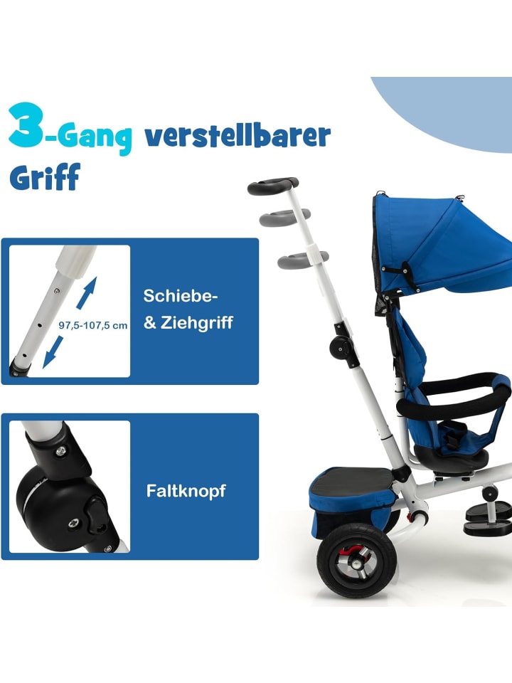 COSTWAY Dreirad 4 in 1 ab 1 Jahr in Blau günstig kaufen onesize