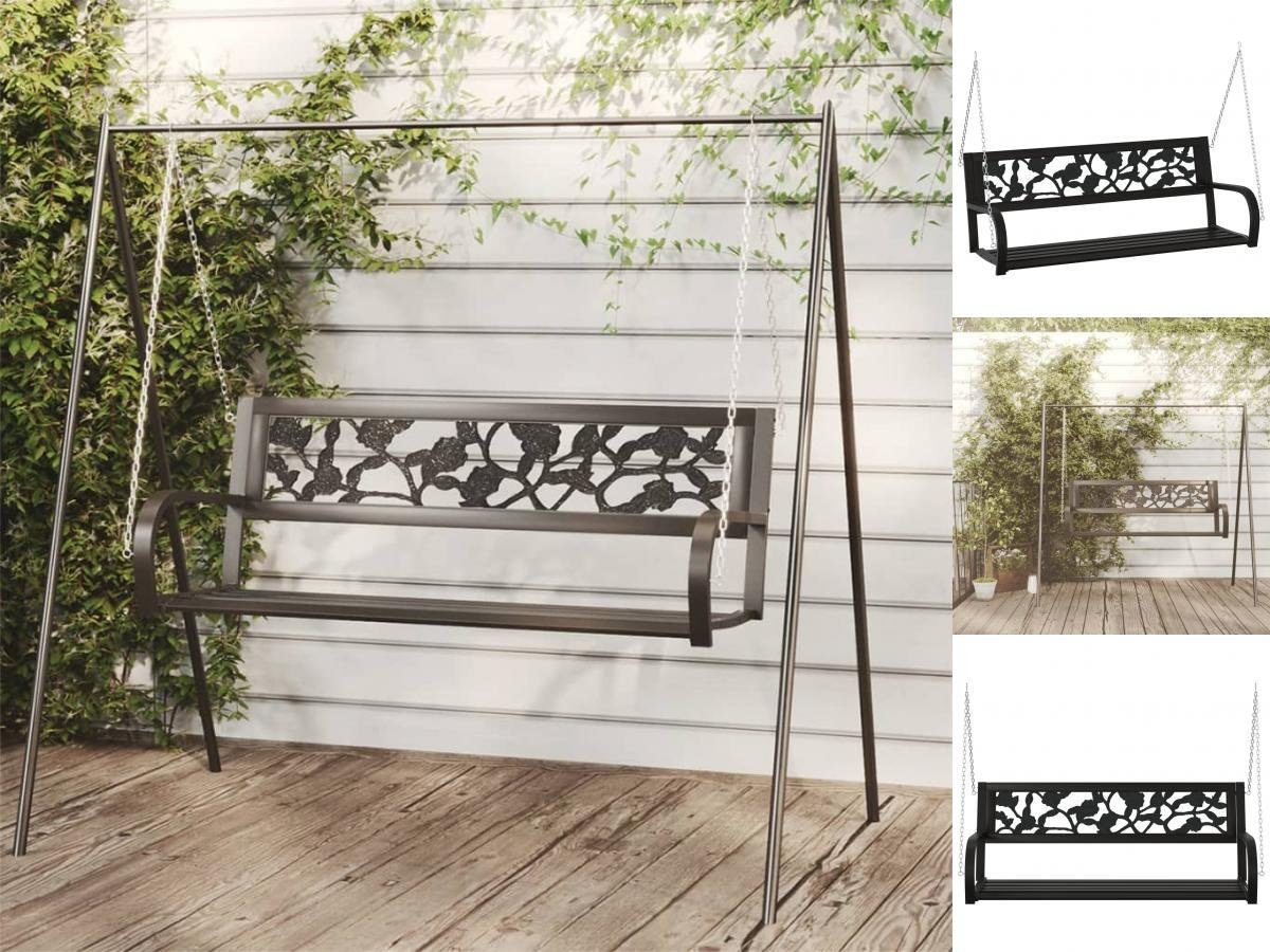 vidaXL Hollywoodschaukel Hollywoodschaukel 125 cm Stahl und Kunststoff Schwarz 2-Sitzer