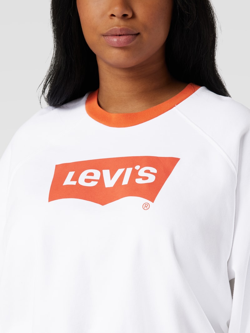 PLUS SIZE Sweatshirt mit Label-Print Modell 'VINTAGE' in weiß