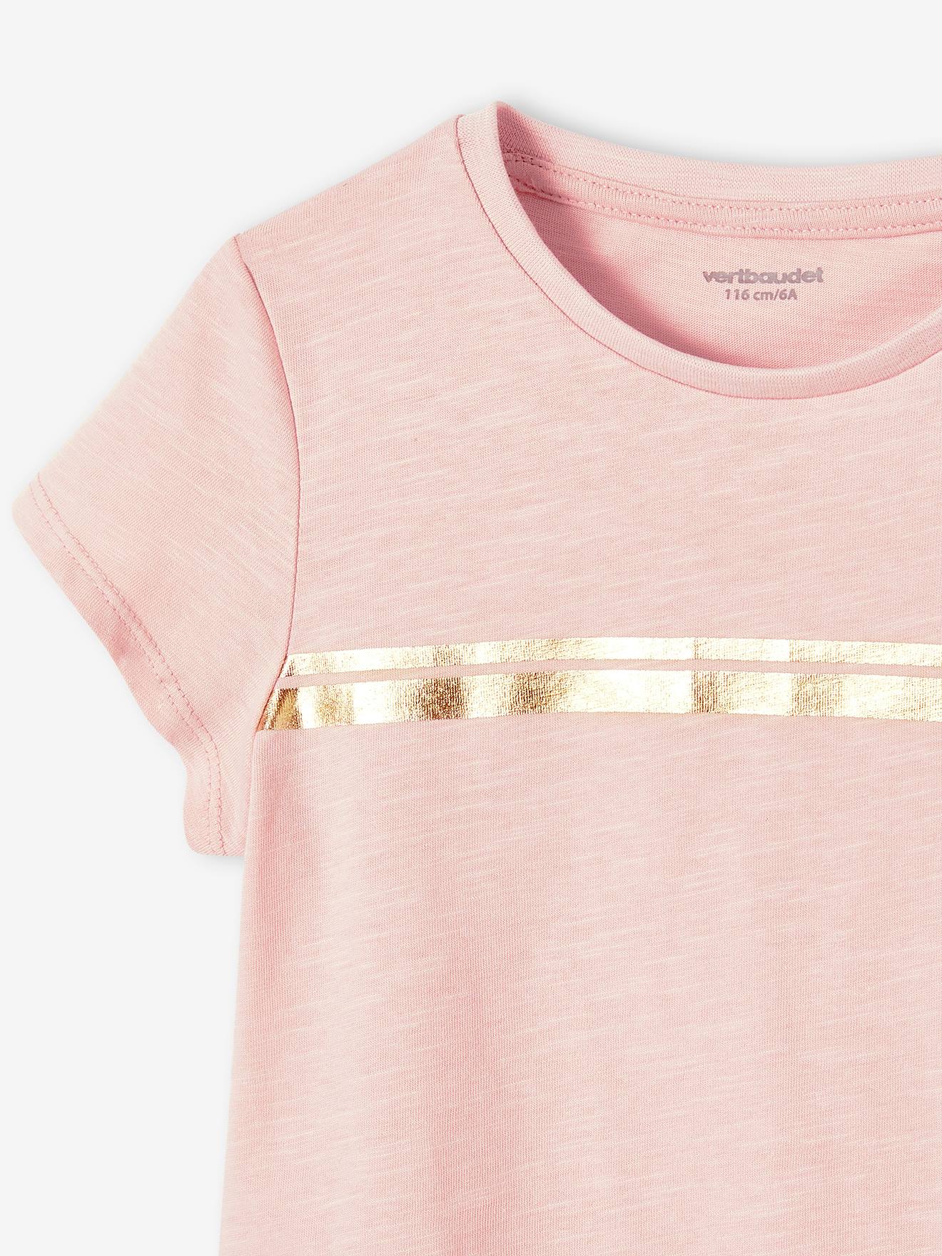 T-shirt de sport Basics fille rayures irisées placées écru