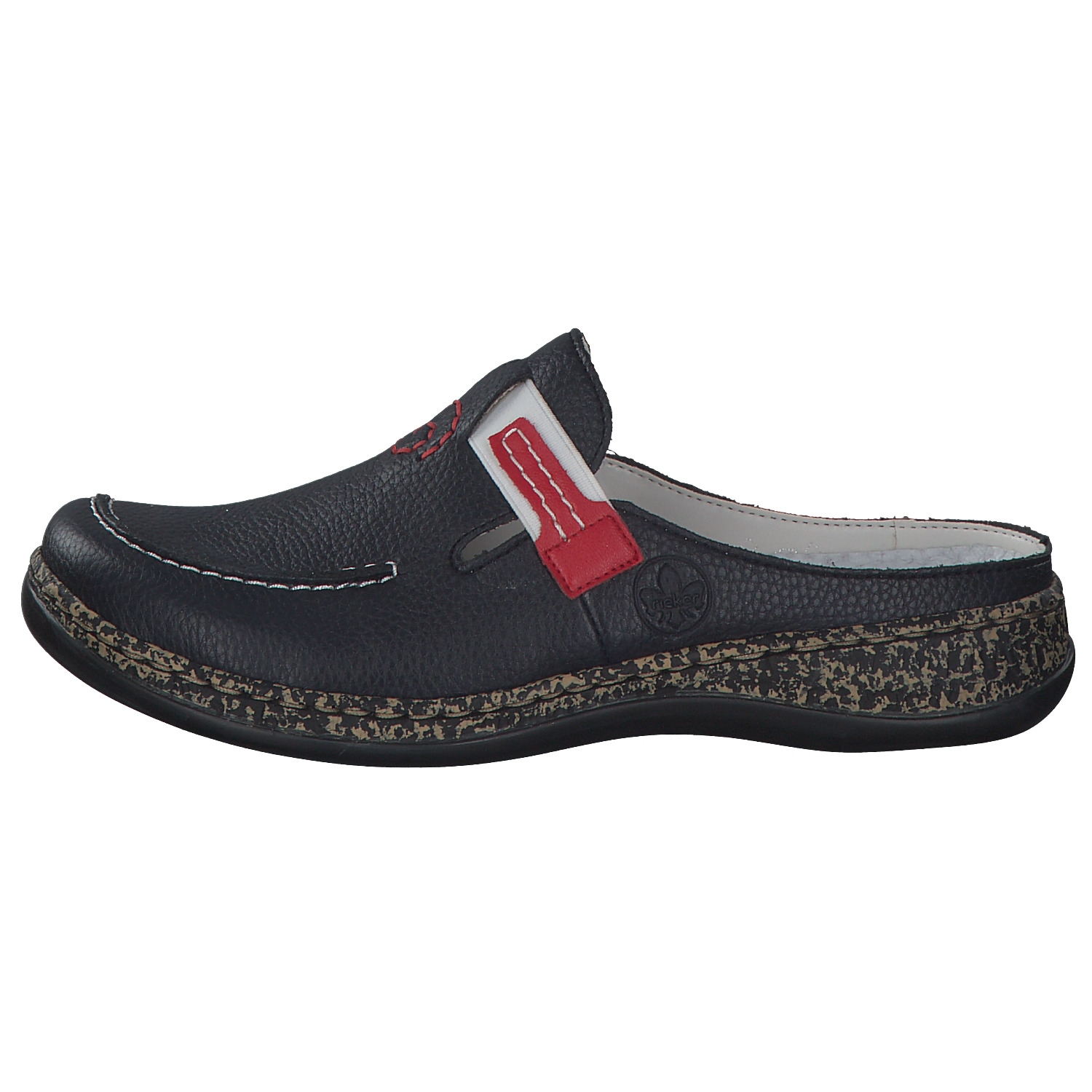 Rieker 46393, Pantoletten, Damen, navy/rosso