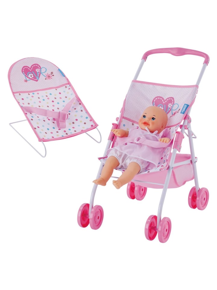 Hauck 3-tlg. Puppenset - Babywippe, Buggy & Puppe (36 cm) in rosa günstig kaufen onesize
