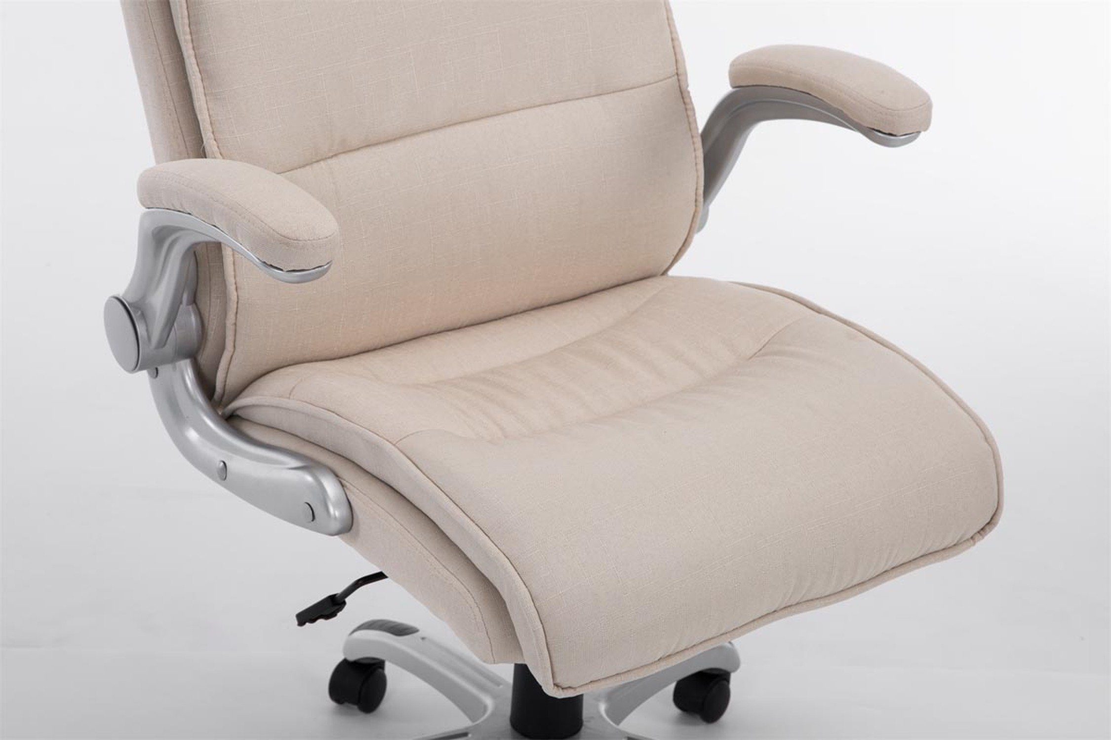 TPFLiving Bürostuhl Vila mit bequemer ergonomisch geformter Rückenlehne (Schreibtischstuhl, Drehstuhl, Chefsessel, Bürostuhl XXL), Gestell: Kunststoff silber - Sitzfläche: Stoff creme