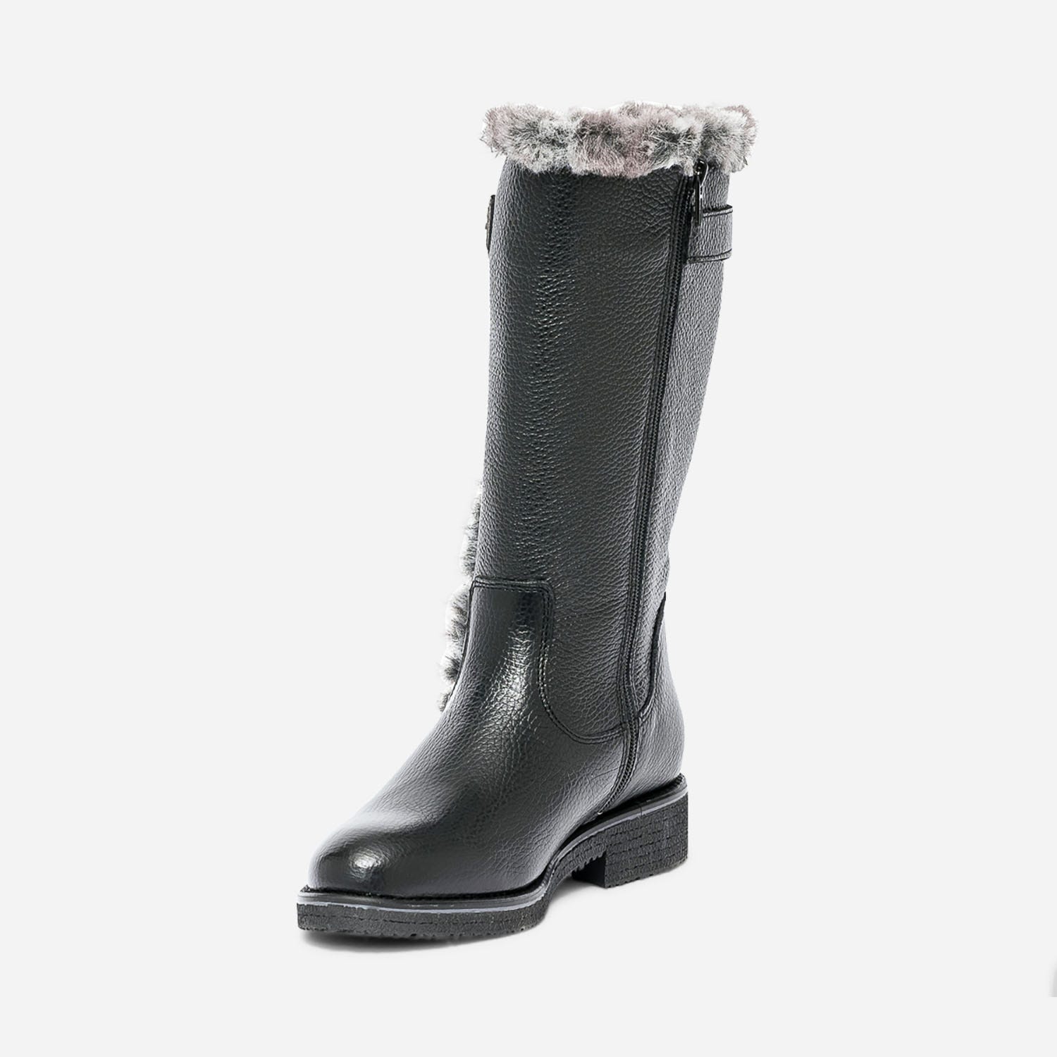Botte noire en cuir fourré