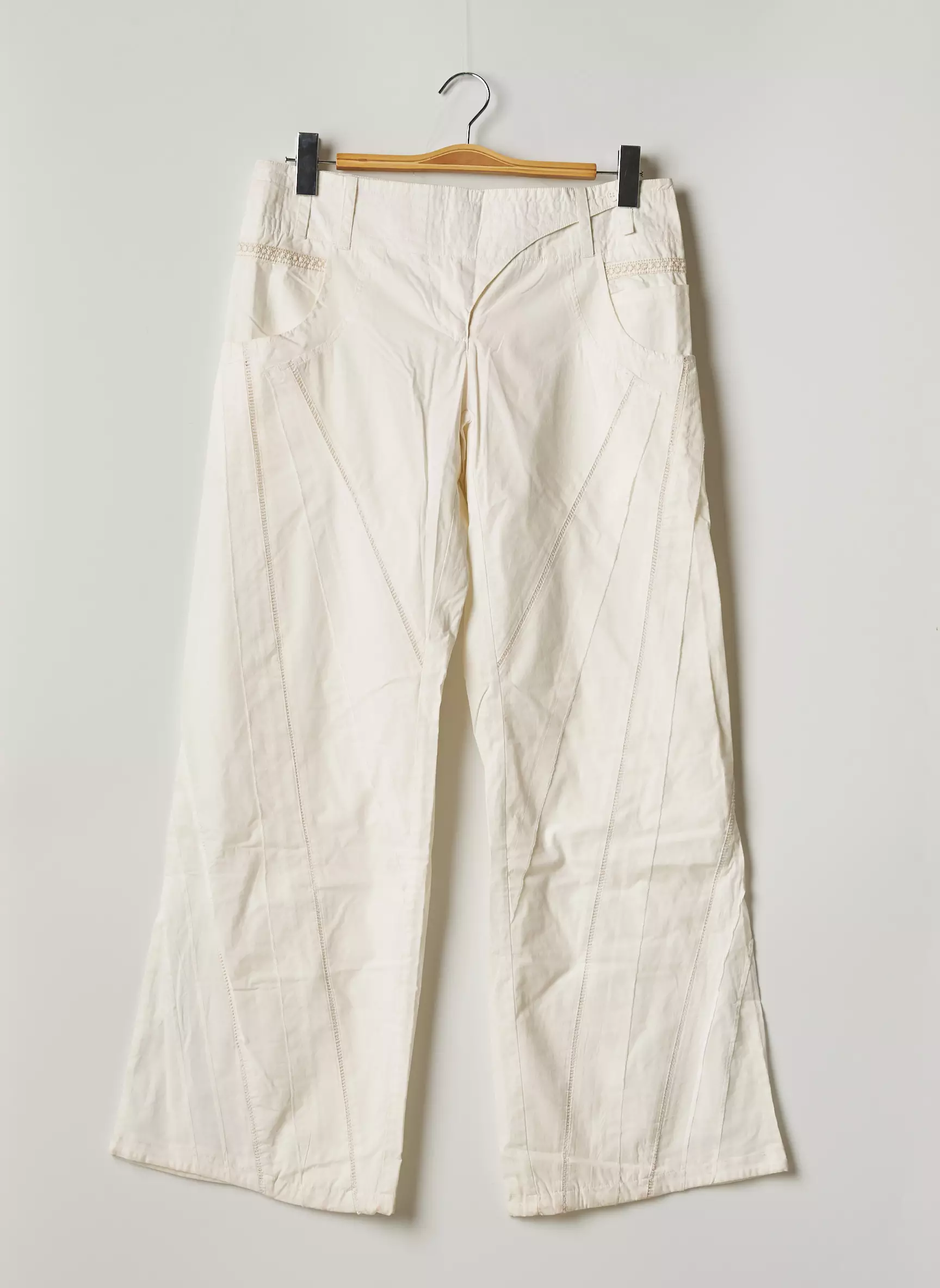 2 Two Pantalons Larges Femme couleur beige