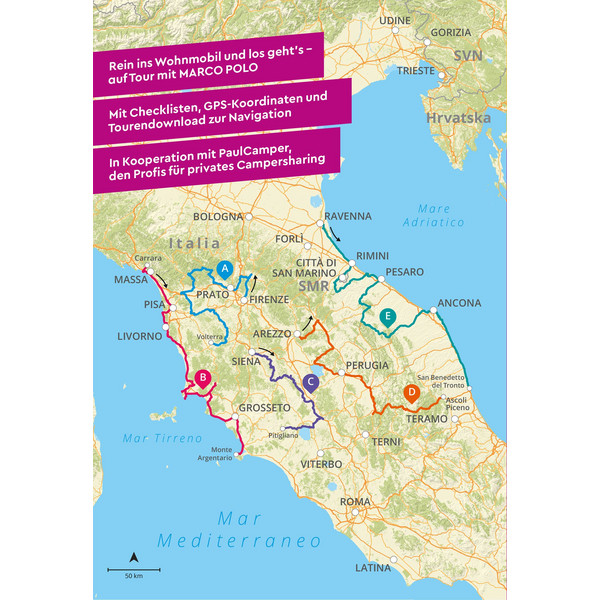 MARCO POLO CAMPER GUIDE TOSKANA, UMBRIEN &  MARKEN - Reiseführer