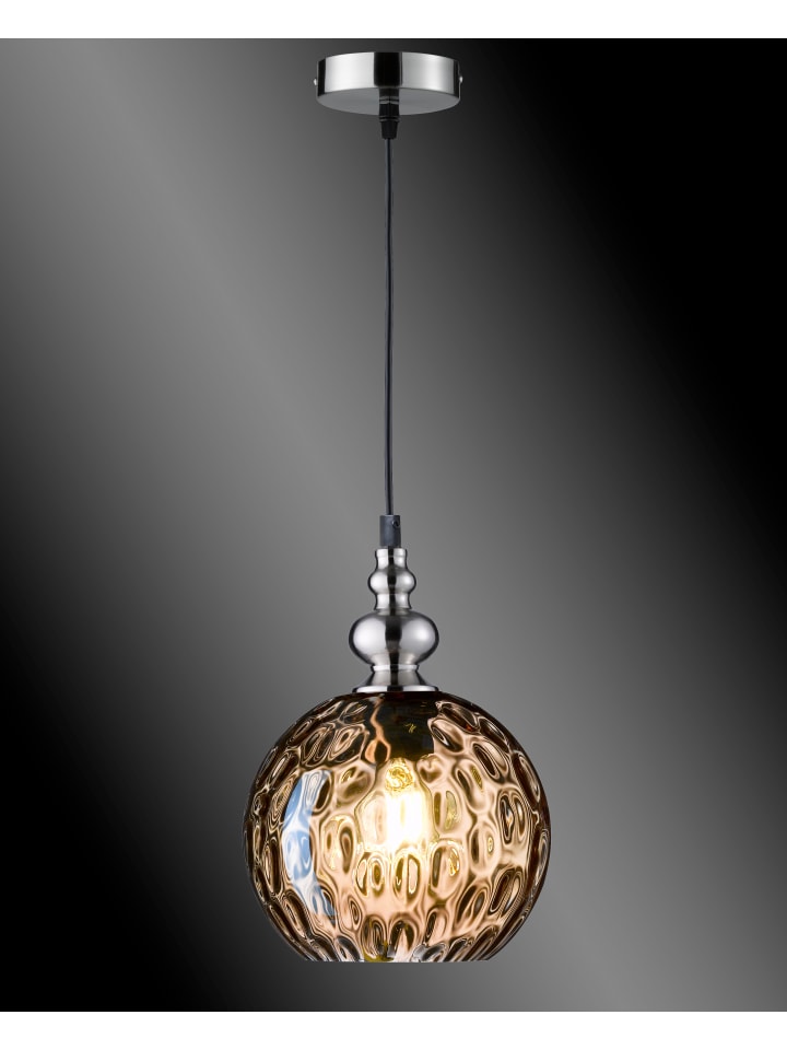FISCHER & HONSEL Pendelleuchte Uller in Nickelfarben / amberfarben - (H)140 x (D)20 cm günstig kaufen onesize