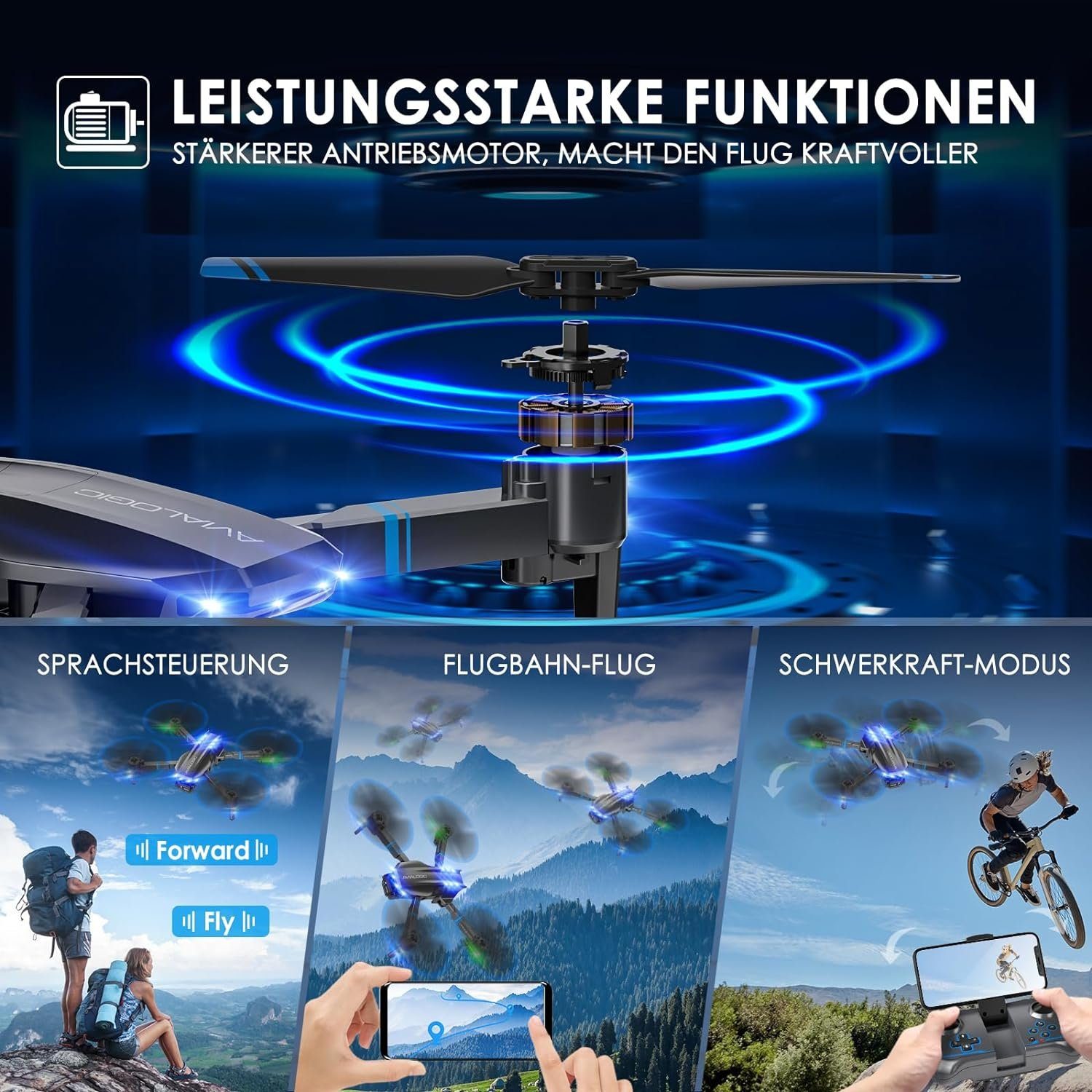 TOPRCBOXS Drohne (1080P, Kamera HD RC Faltbar Quadcopter FPV WiFi Übertragung Lange Flugzeit)