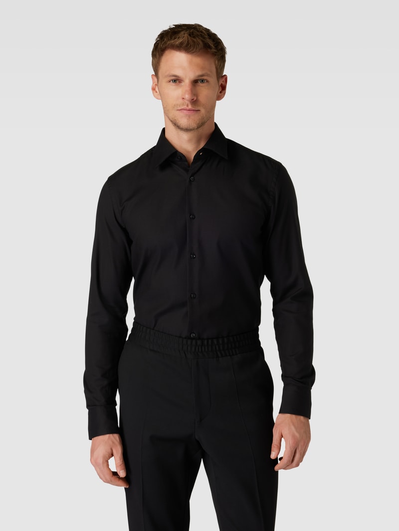 Regular Fit Business-Hemd mit Kentkragen in schwarz