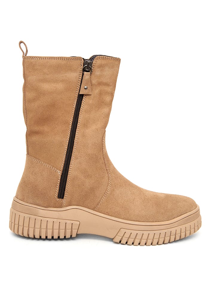 Mia Loé Leder-Boots in Beige günstig kaufen
