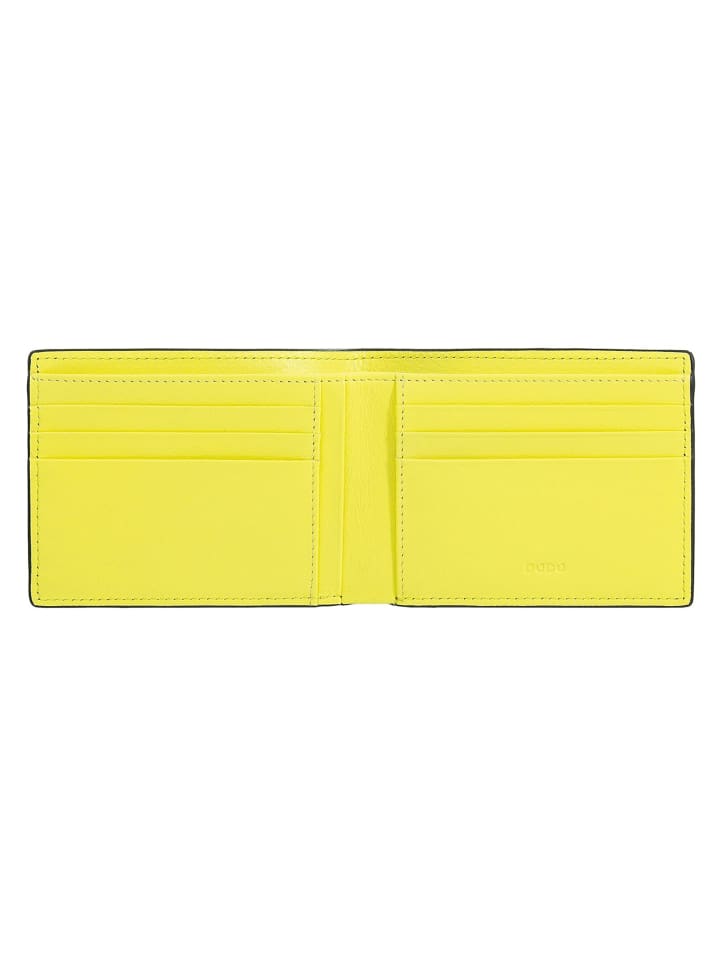 DuDu Up! Geldbörse RFID Schutz Leder 11 cm in black-bright yellow günstig kaufen onesize