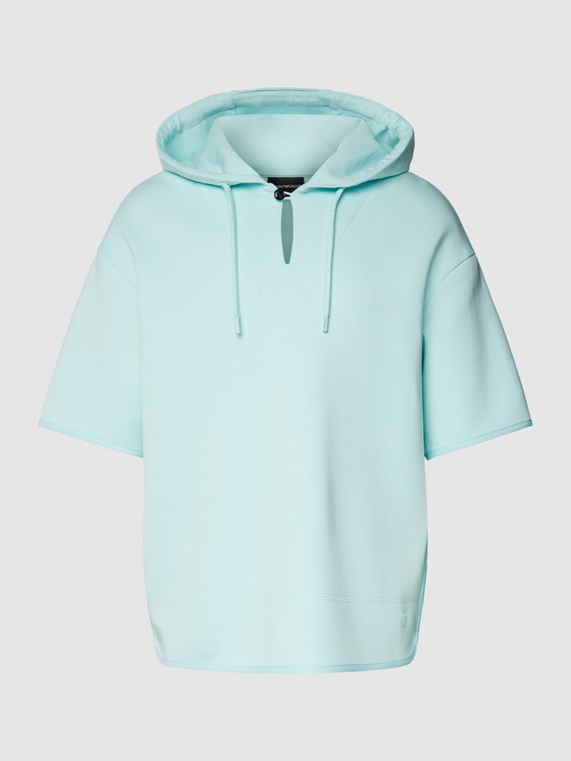 Hoodie mit Halbarm in aqua blau