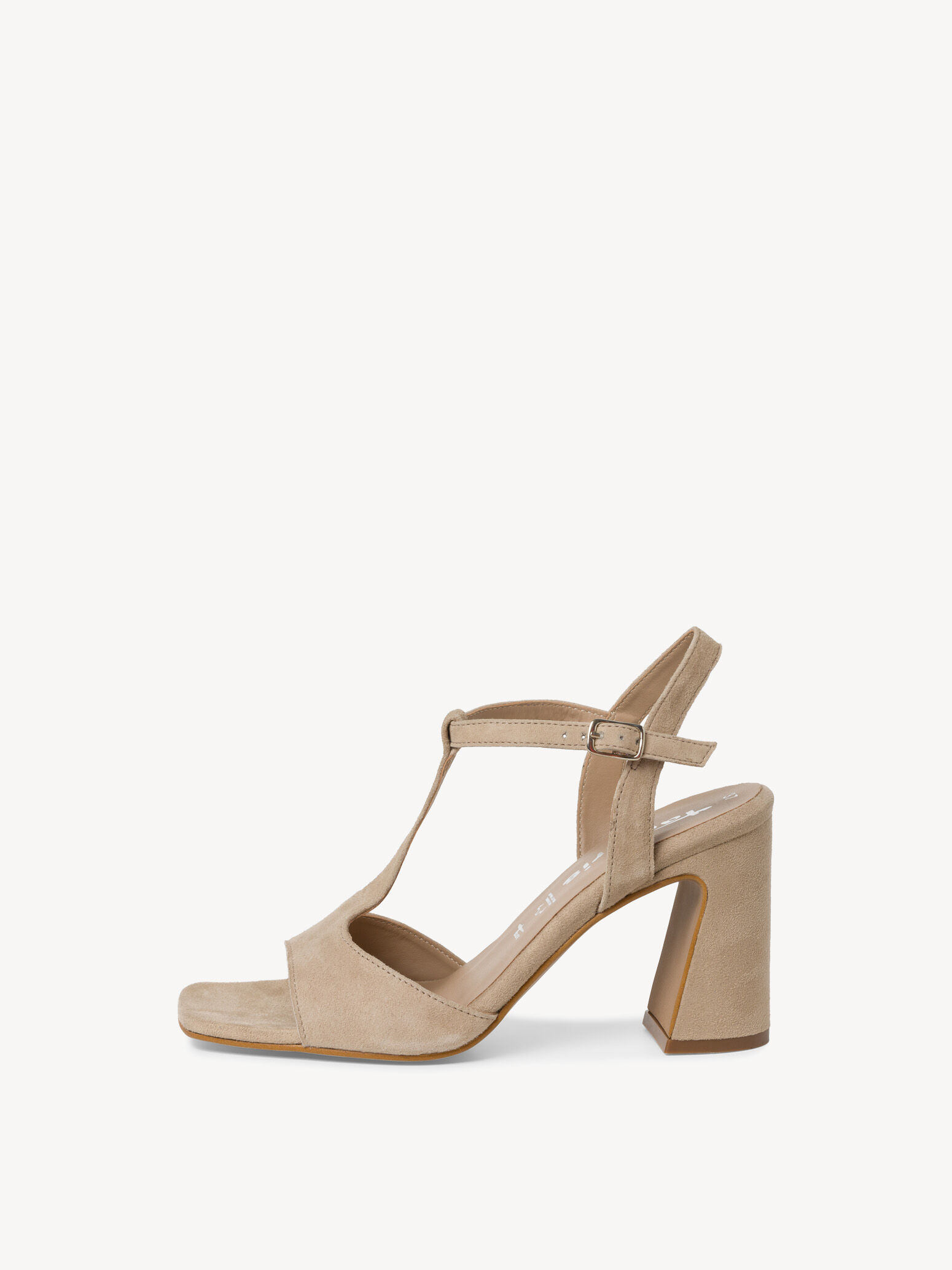 Sandale à talon en cuir - beige