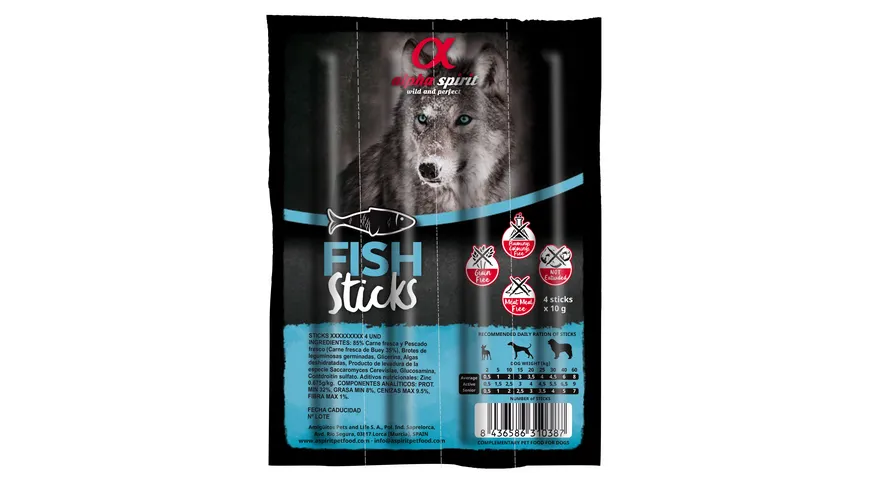 alpha spirit Dog Hundesnack Sticks Fisch 4er-Blister 36 g