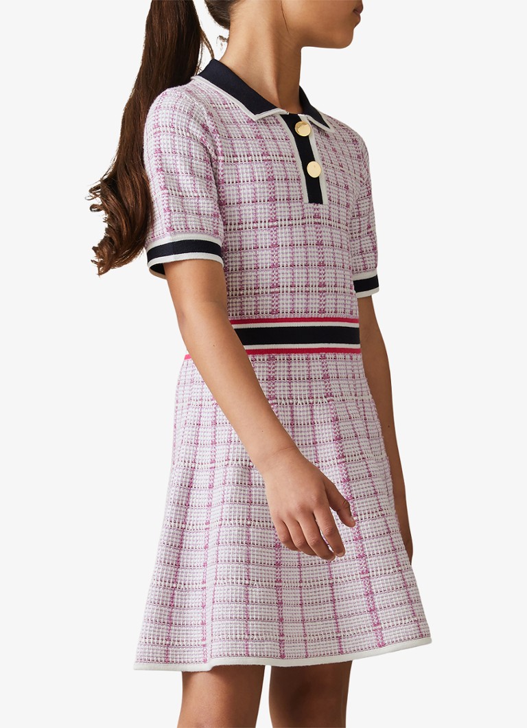 Rochie cămașă Bella de Reiss din tweed cu inserții de lurex.