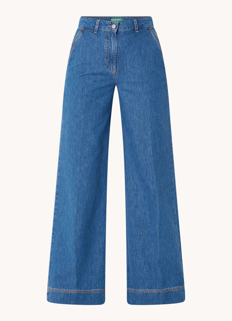 Benetton High waist wide leg jeans with dark wash