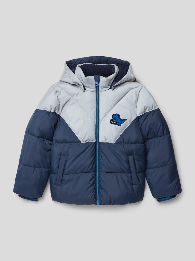 Steppjacke mit Motiv-Patch in blau