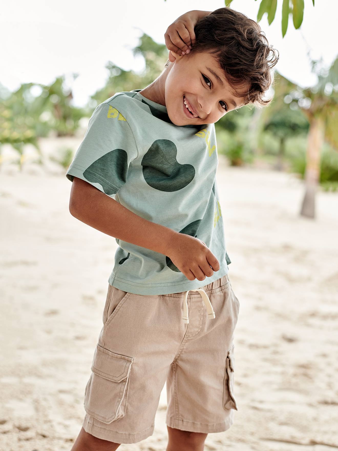 Tee-shirts maxi motifs exotiques garçon vert sauge