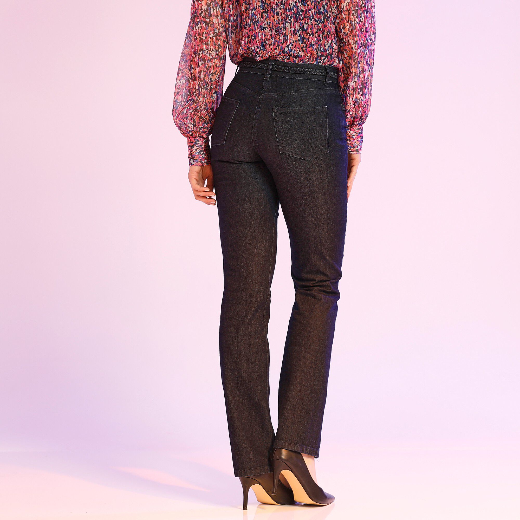 Jean stretch bootcut ceinture tressée
