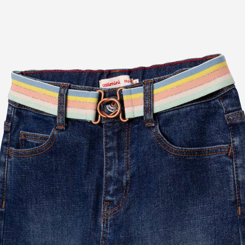Jean fille ceinture rayée bleu stone Catimini