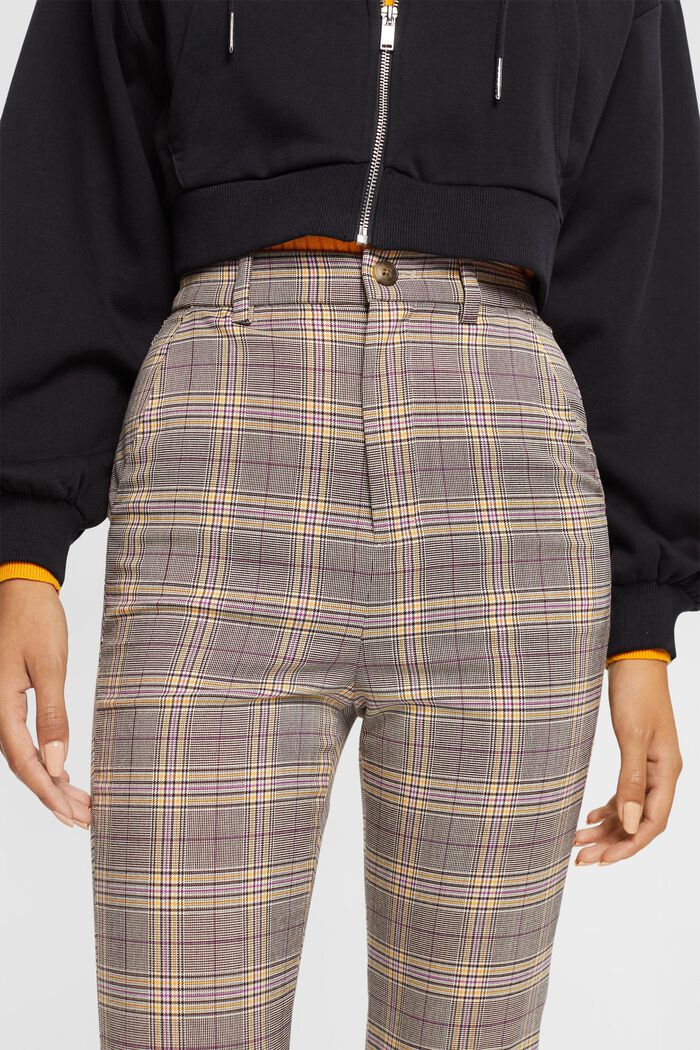 High-Rise-Hose mit ausgestelltem Cropped-Bein und Karomuster