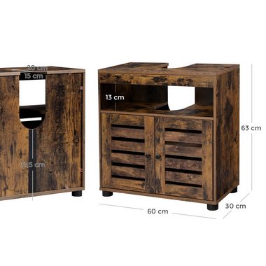 VASAGLE Waschbeckenunterschrank verstellbare Regalebene, 60 x 30 x 63 cm