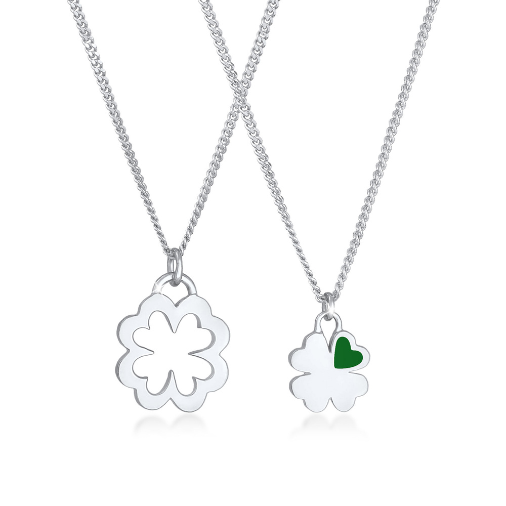 Elli Elli Collier Pendentif mère-enfant en argent sterling 925 plaqué or avec trèfle Bijoux