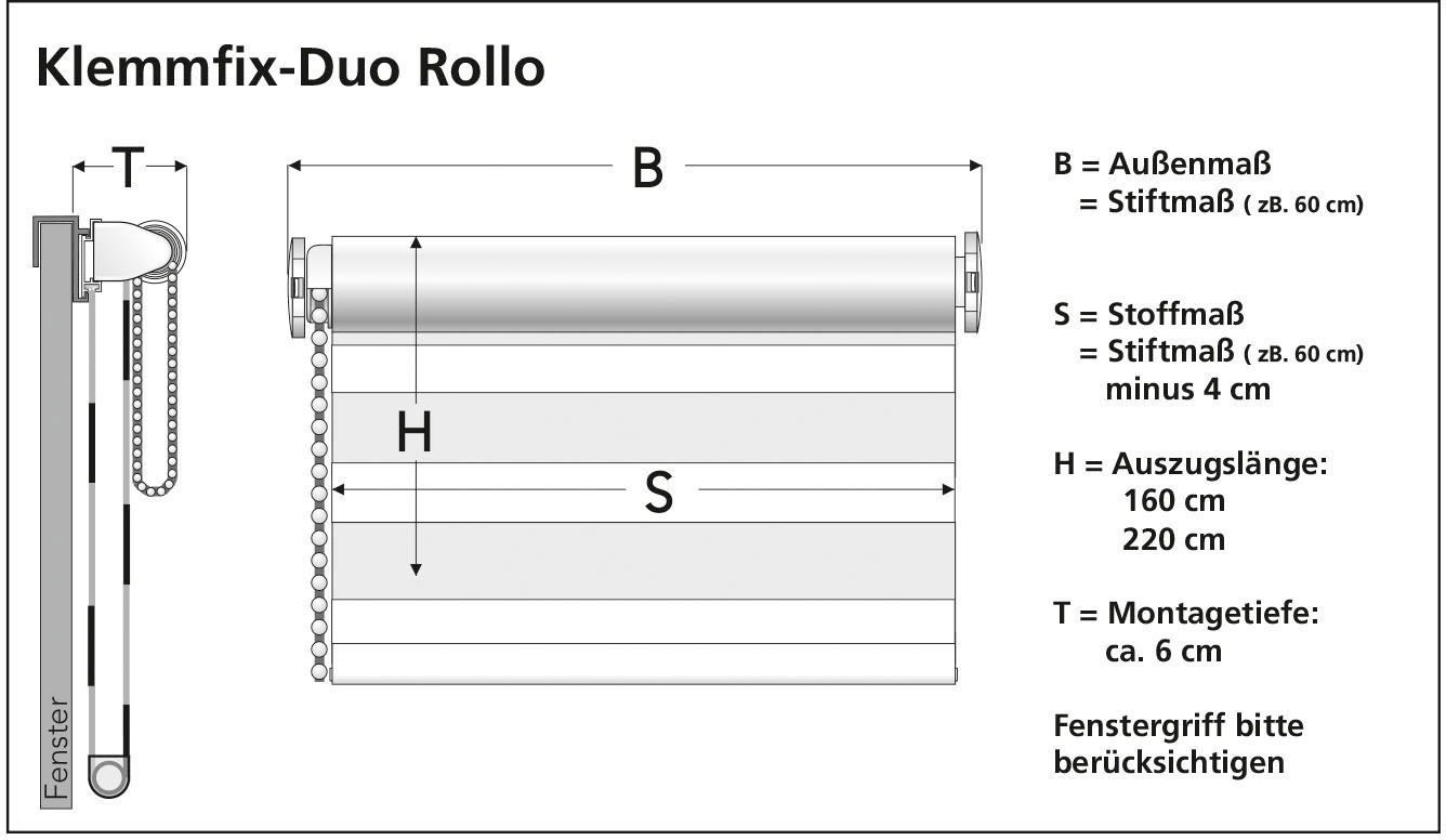 Doppelrollo Klemmfix-Duo-Rollo, Liedeco, Lichtschutz, ohne Bohren, Klemmfix, 1 Stück