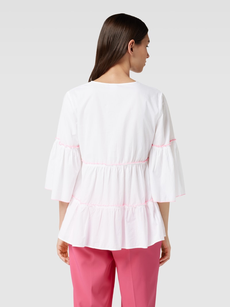 Blusenshirt aus Baumwolle mit Rüschen in weiß