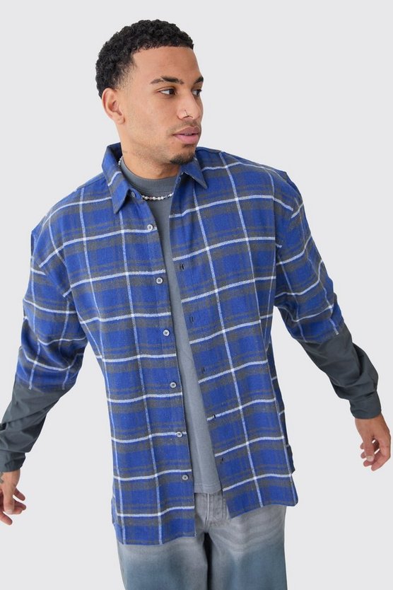 Kastiges kariertes Jersey-Overshirt