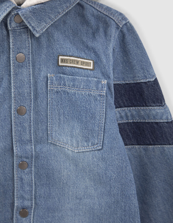 Chemise en jean bleu bio capuche amovible garçon