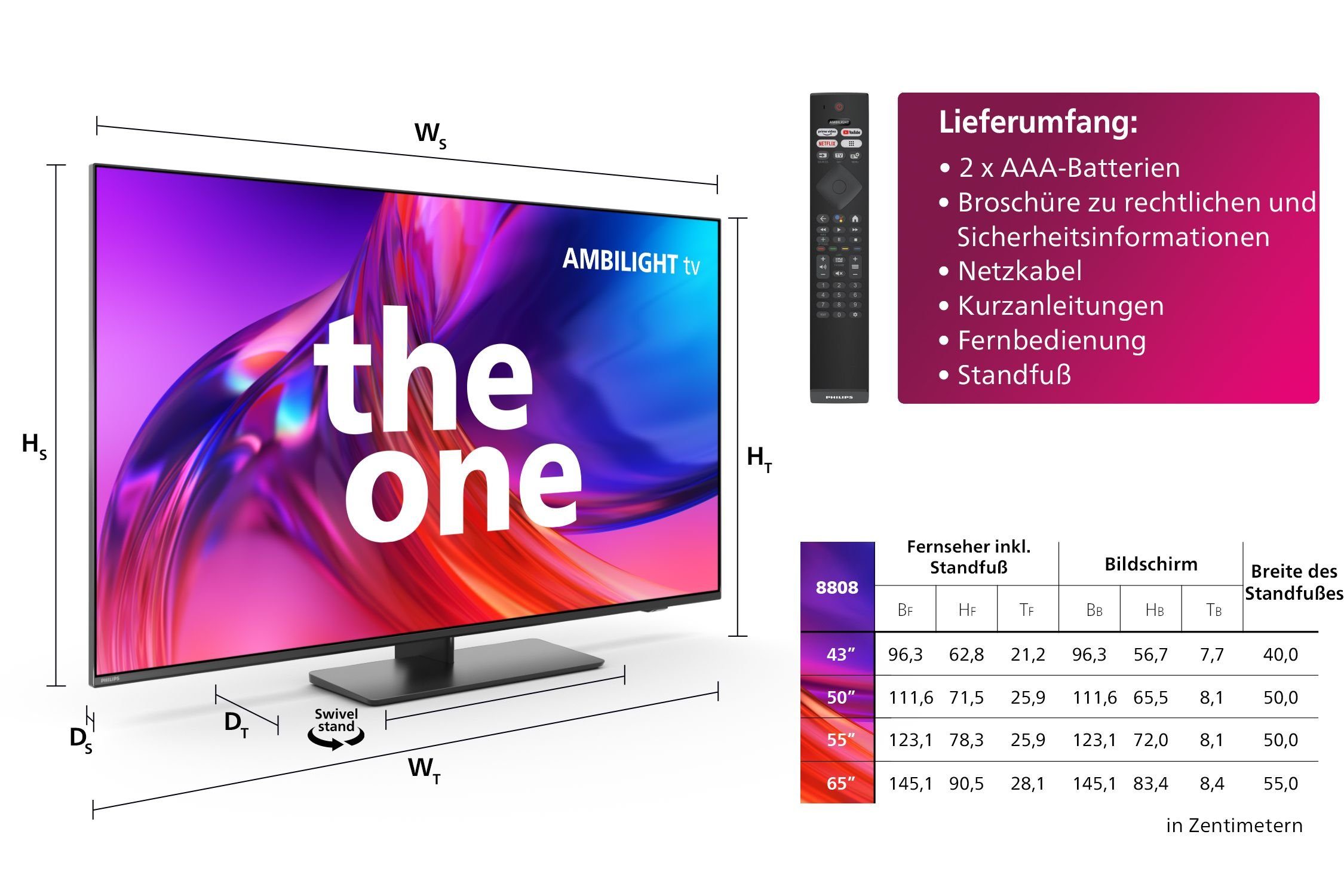 Philips 43PUS8808/12 LED-Fernseher (108 cm/43 Zoll, 4K Ultra HD, Android TV, Google TV, Smart-TV)