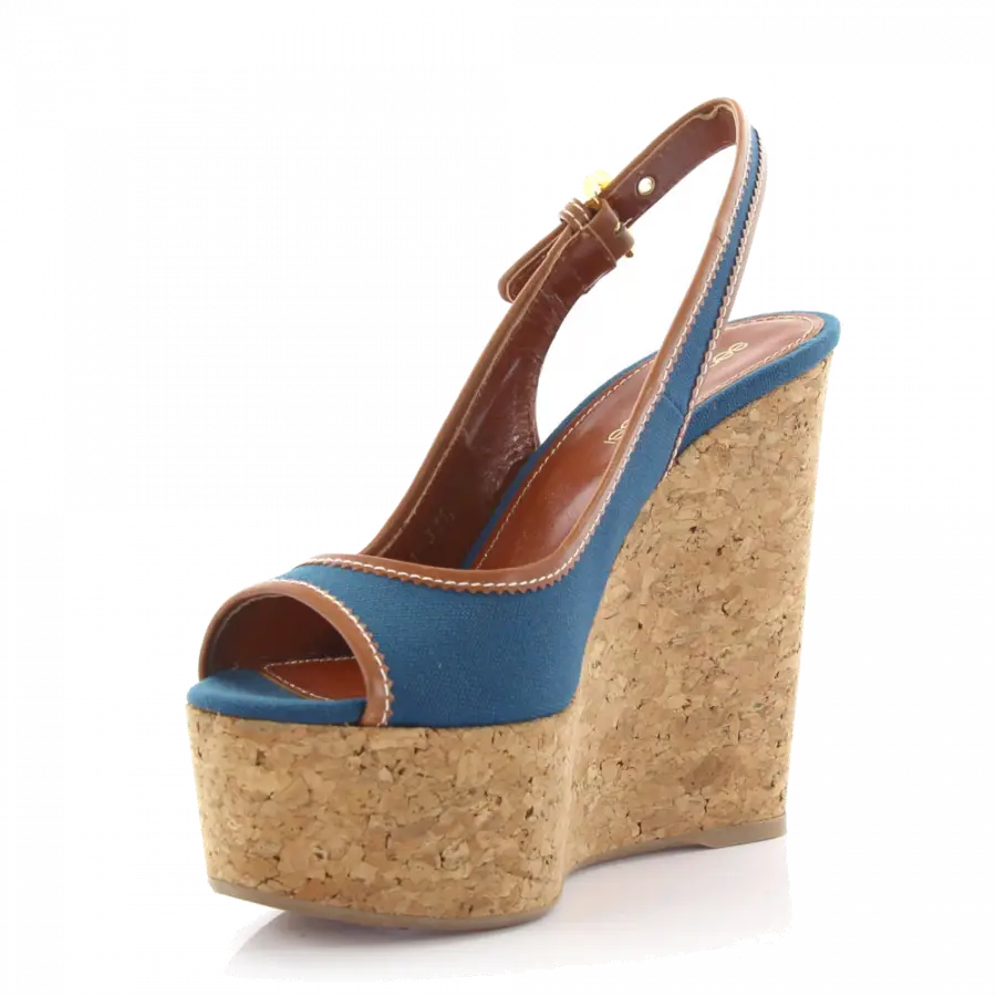 Sergio Rossi - Keilsandalen Plateau Riemchen Canvas blau - blau